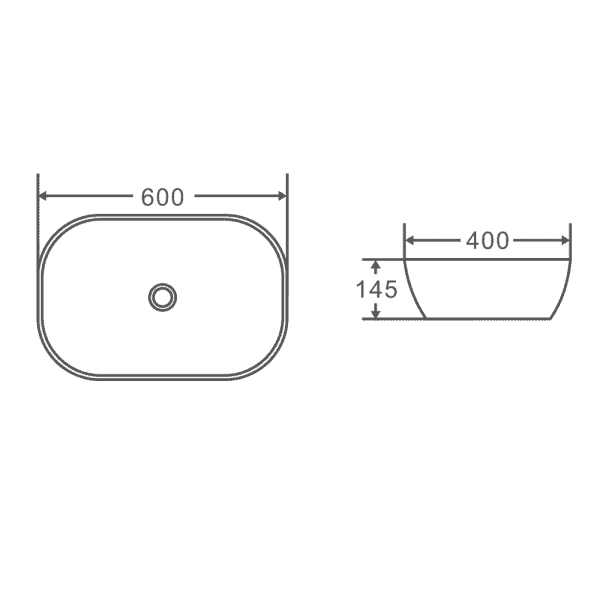 Evea Above Counter Basin (Rectangle: 600x400x145)