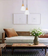 FINN: Scandinavian Blonde Wood & Opal Glass Medium Cone Pendant Light