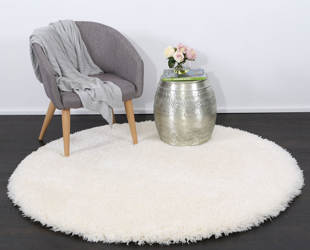 Floccus Super Soft Ultra Thick White Shaggy Round Rug