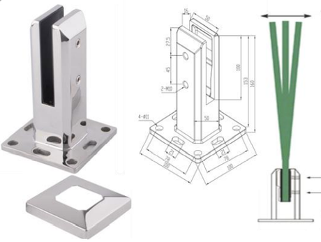 Square Deck Mount Spigot - Stainless Steel