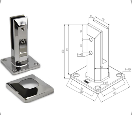 Square Deck Mount Spigot - Stainless Steel