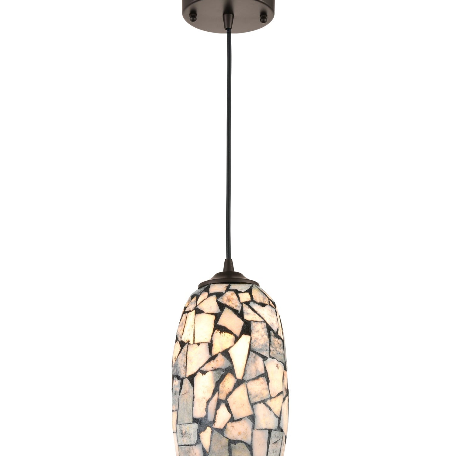 GLAZE: Stone Mosaic Hand Blown Glass Pendant Lights