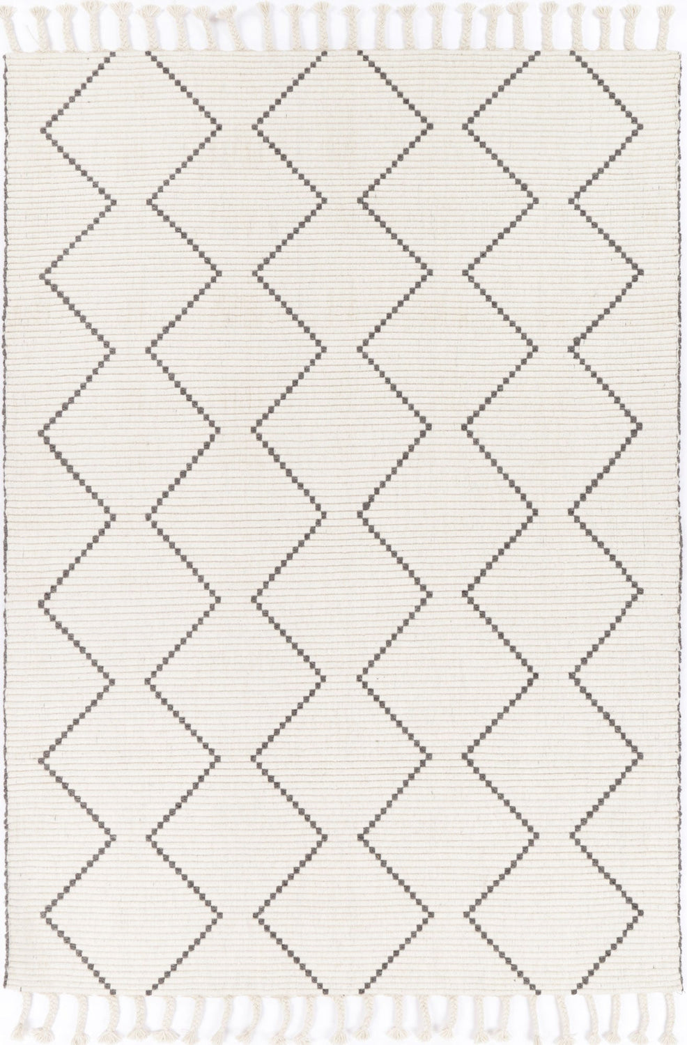 Goa Zig-Zag Wool Blend Cream Rug