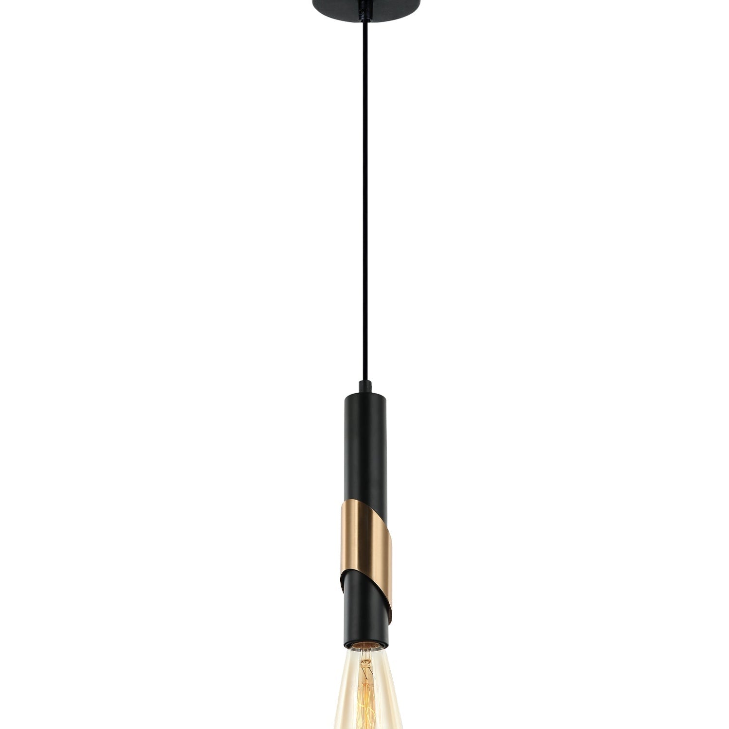 GOLDA: Interior Tube with Brass Highlight Pendant Lights