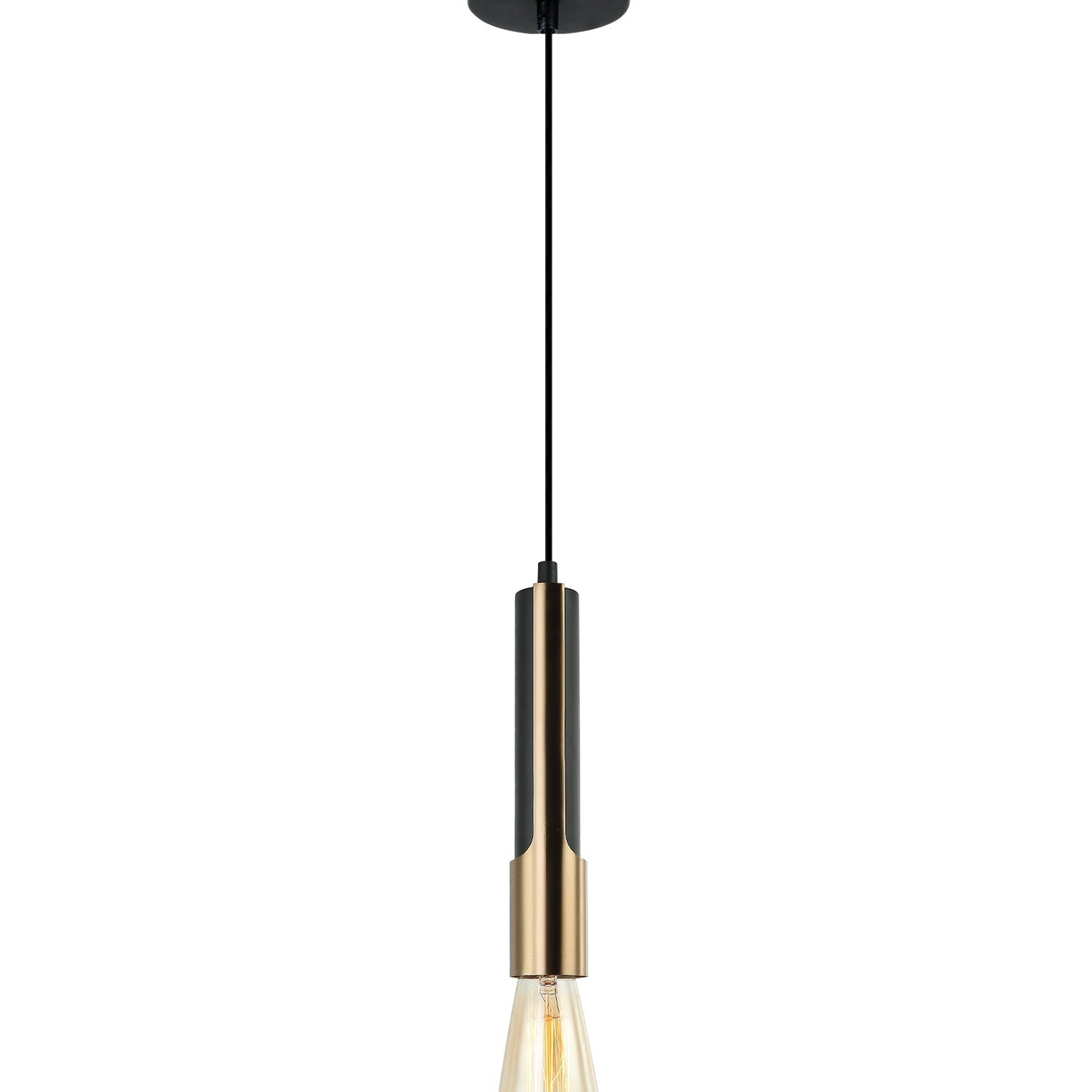 GOLDA: Interior Tube with Brass Highlight Pendant Lights