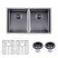 Gunmetal Stainless Steel PVD Double Bowl Kitchen Sink (820x457x230)