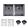 Gunmetal Stainless Steel PVD Double Bowl Kitchen Sink (820x457x230)
