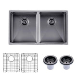 Gunmetal Stainless Steel PVD Double Bowl Kitchen Sink (820x457x230)