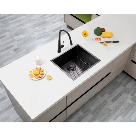 Gunmetal Stainless Steel PVD Single Bowl Kitchen Sink - 510x450x230mm