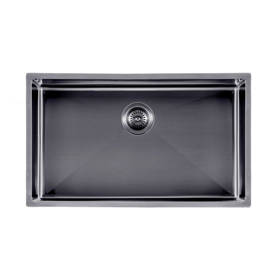Gunmetal Stainless Steel PVD Single Bowl Kitchen Sink - 762x457x254mm