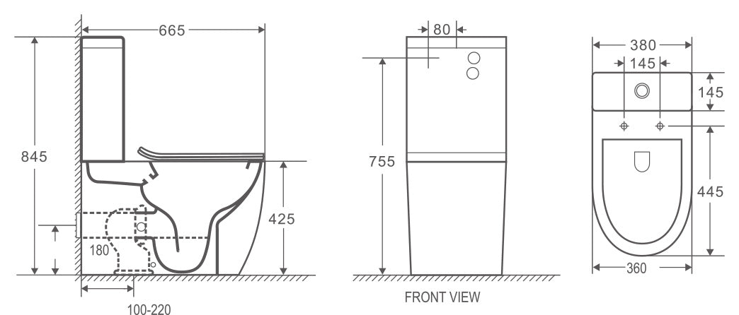 HANI Back to Wall Toilet White 665 x 380 x 845mm