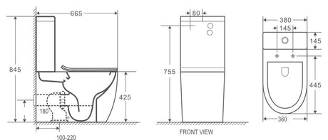 HANI Back to Wall Toilet White 665 x 380 x 845mm