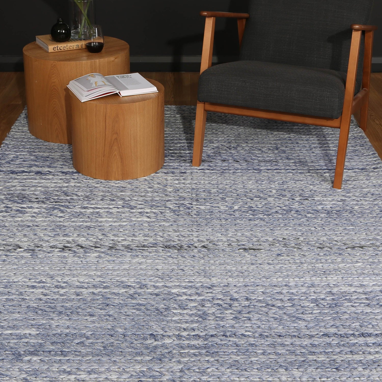Zayna Cue Blue Wool Blend Rug