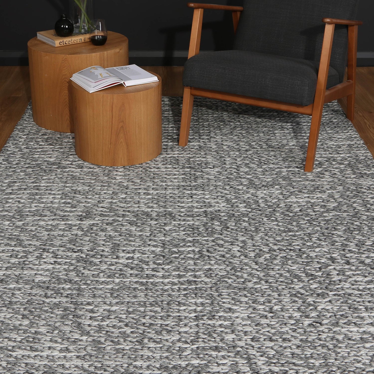 Zayna Cue Charcoal Wool Blend Rug