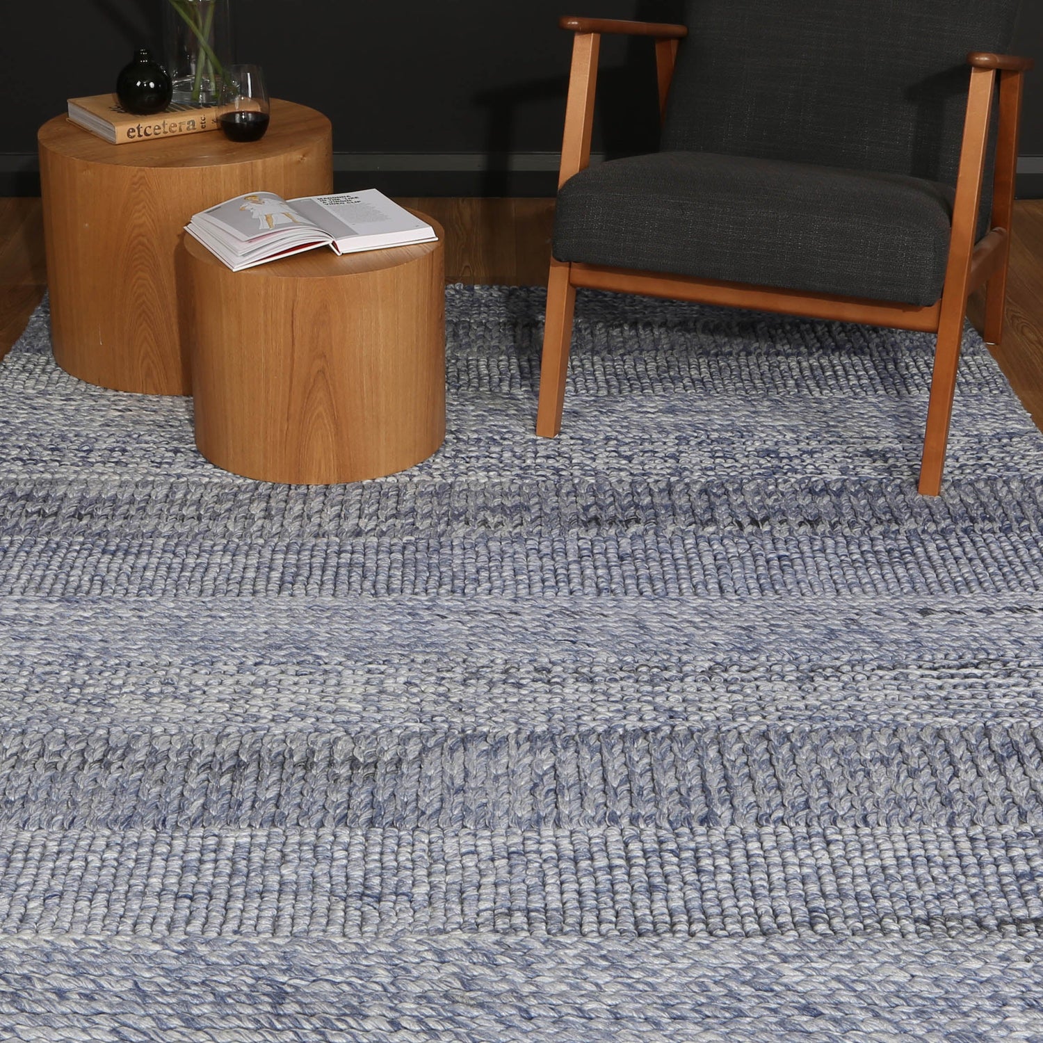 Zayna Grace Blue Wool Blend Rug
