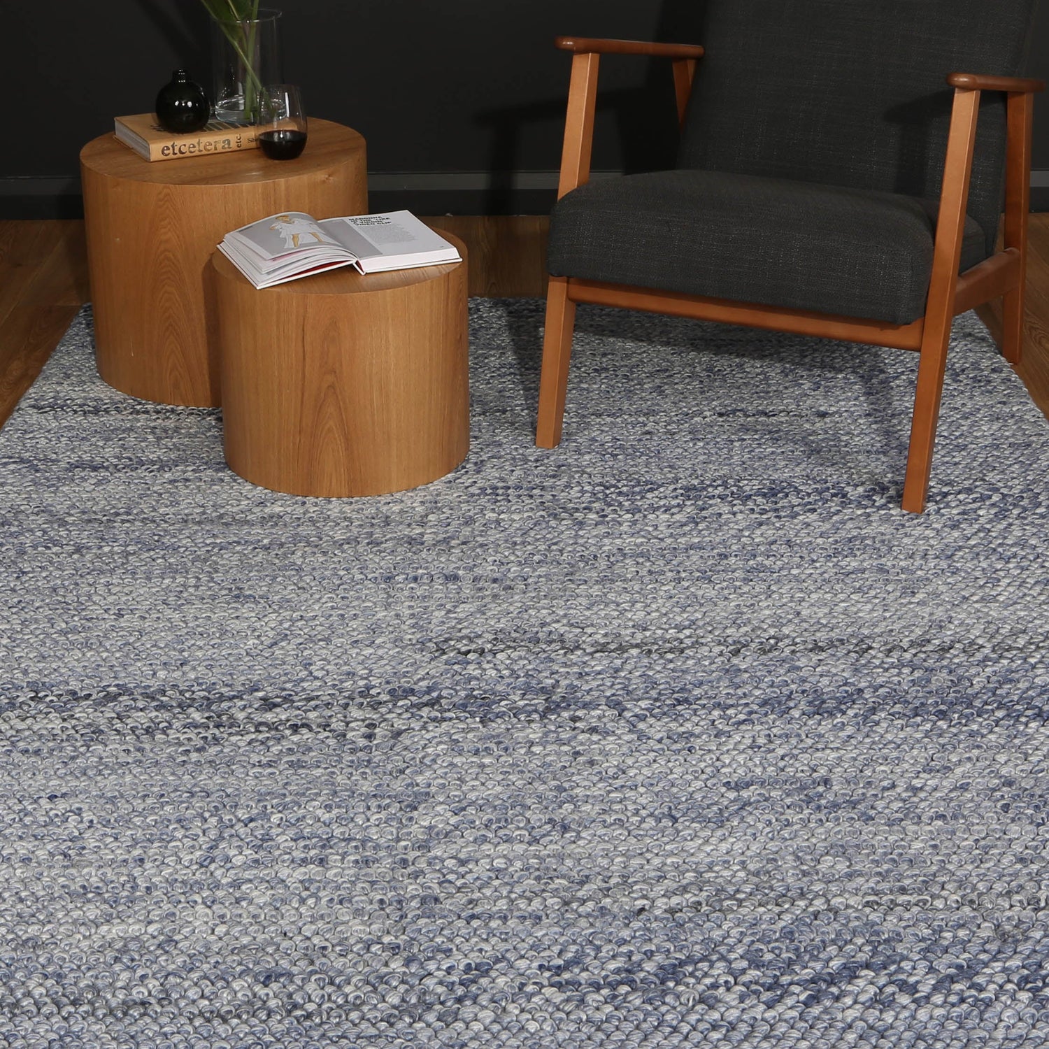 Zayna Loopy Blue Wool Blend Rug