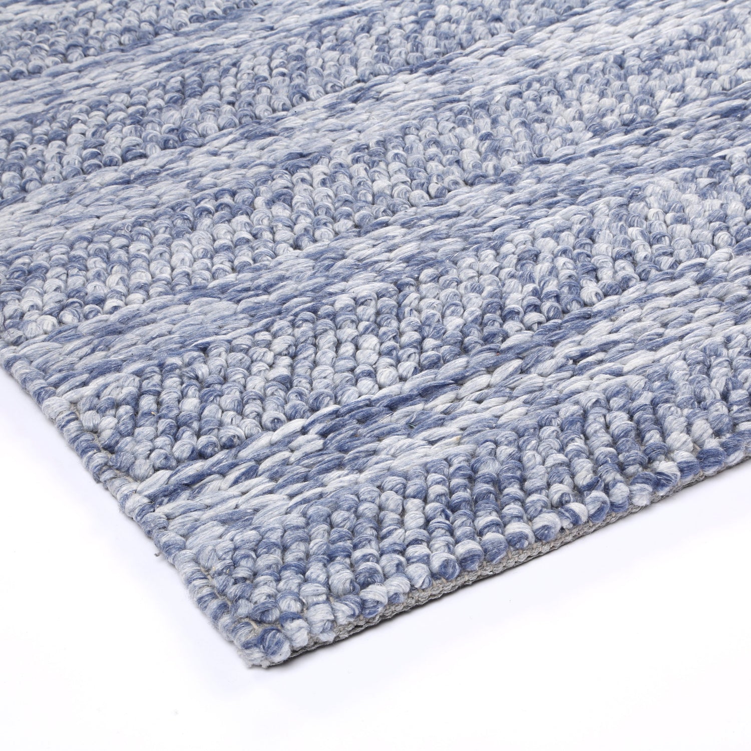 Zayna Ringlets Blue Wool Blend Rug