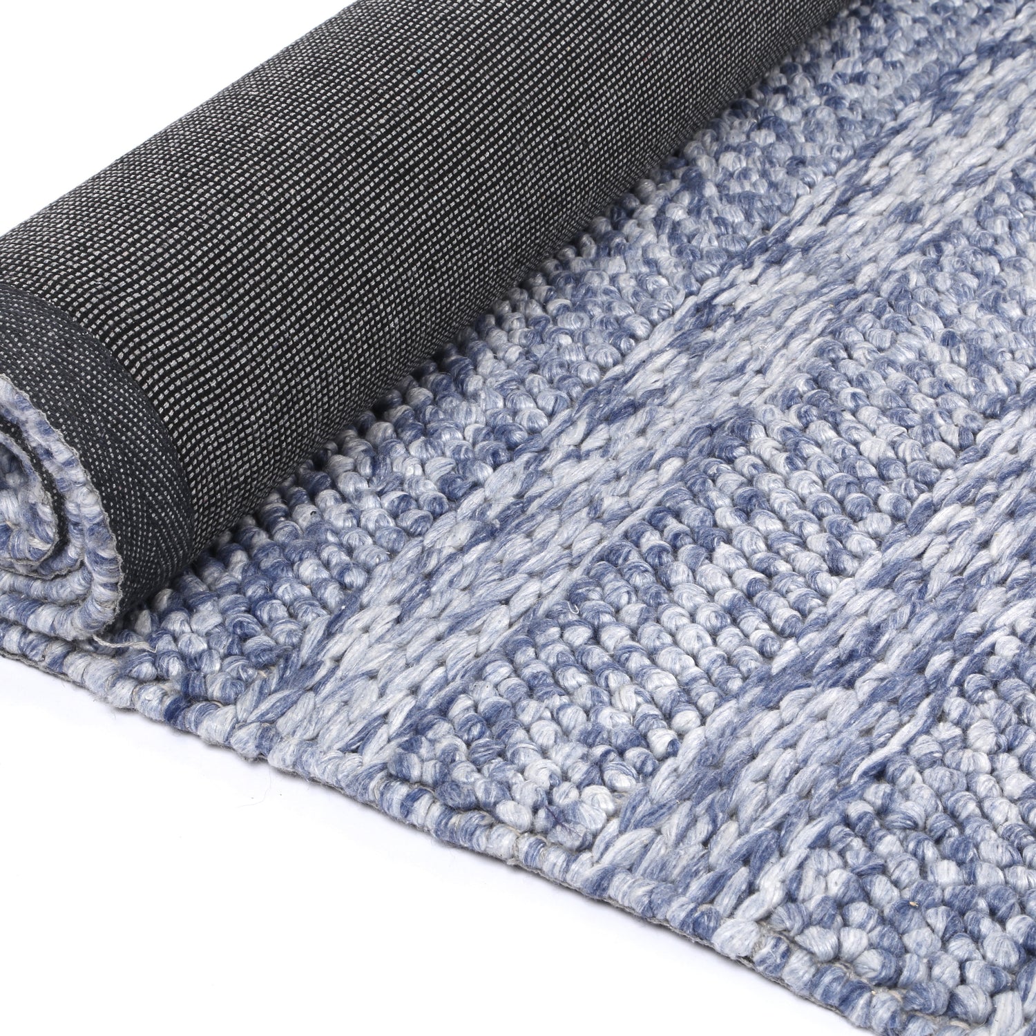 Zayna Ringlets Blue Wool Blend Rug