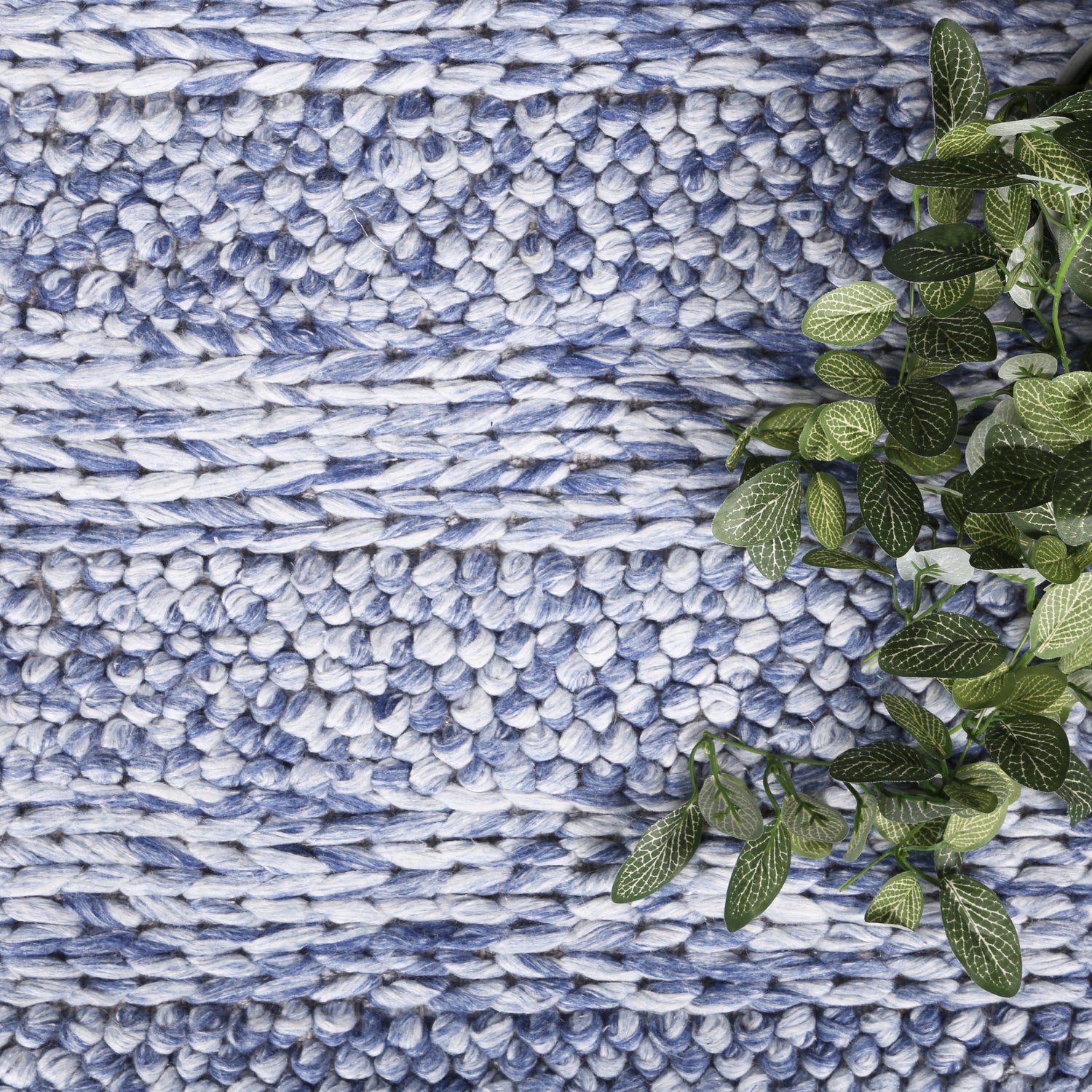 Zayna Ringlets Blue Wool Blend Rug