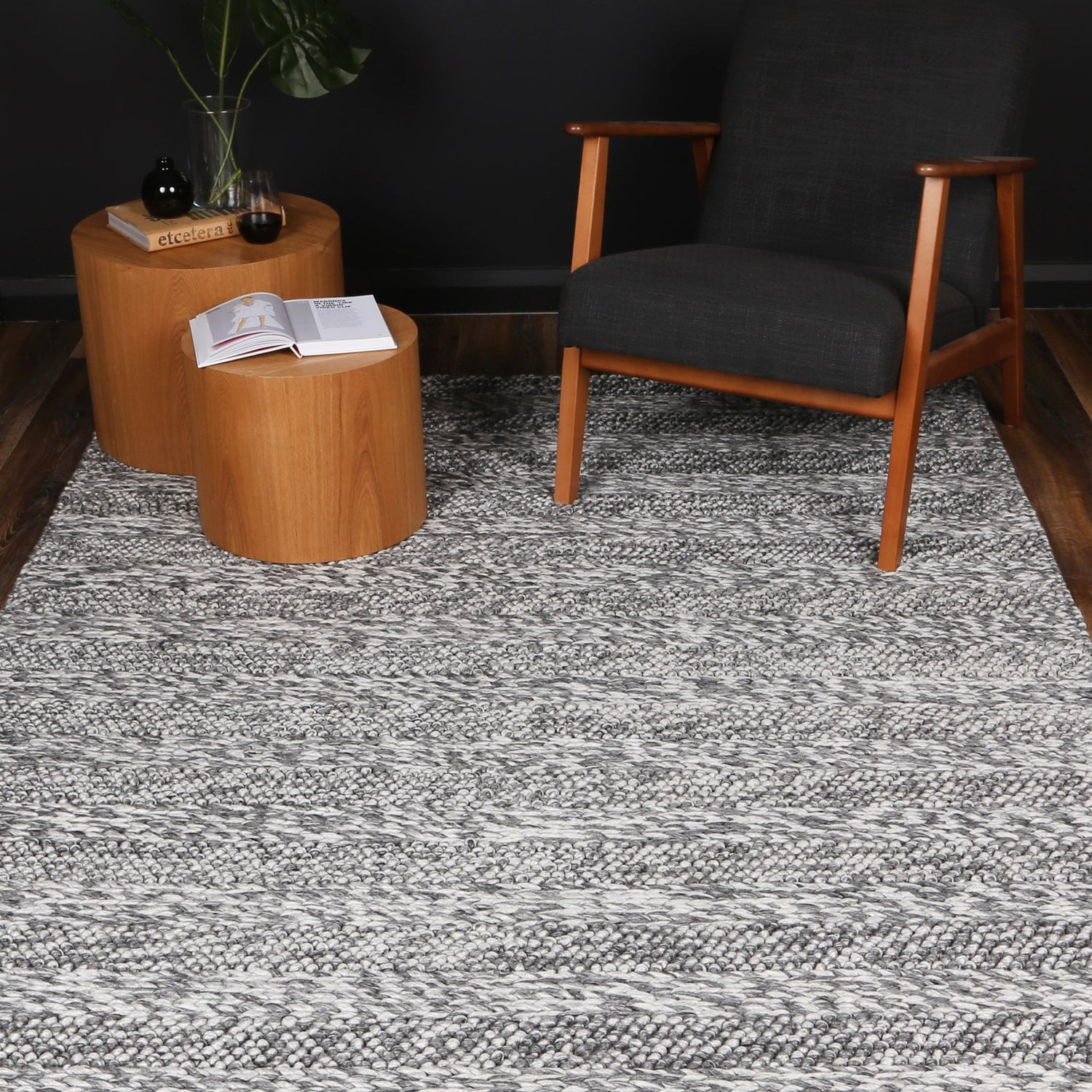 Zayna Ringlets Charcoal Wool Blend Rug