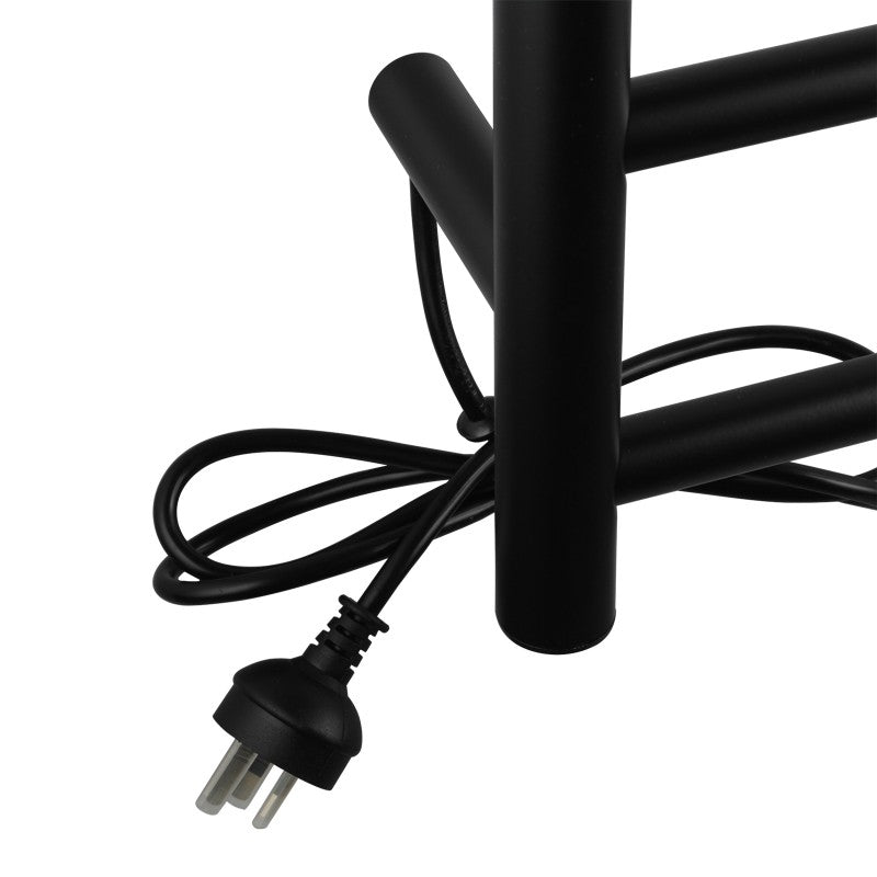 Round Electric Heated Towel Rack 6 Bars - Black
