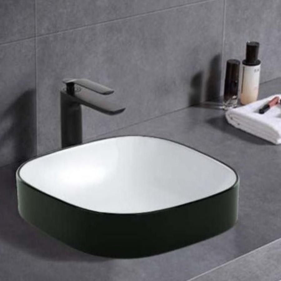 Spencer Gloss Black & White Basin (Square:370x370x140)