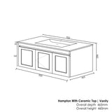 HAMPTON Mark II Wall Hung Vanity 900mm Satin White