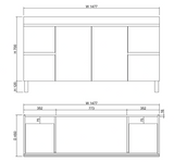 ABS DFL2 Dark Oak Double Bowl Freestanding Vanity 1500mm - Clearance