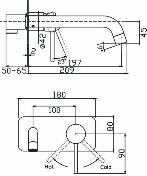 Ideal Wall Mixer With Outlet (Brushed Gold)