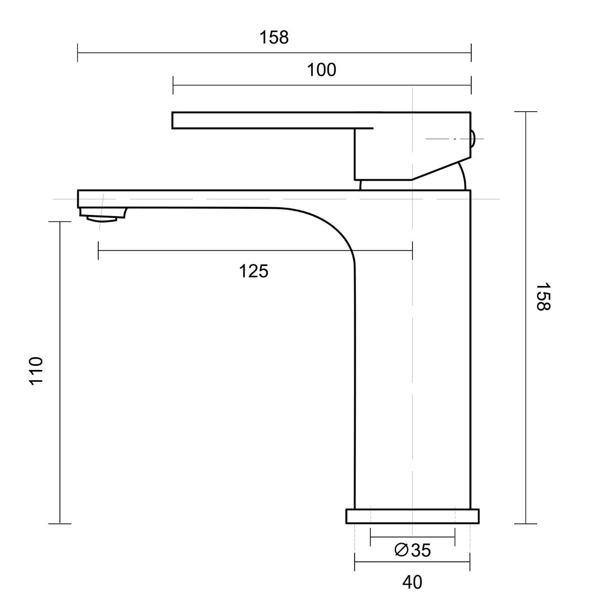 IVANO Basin Mixer - Chrome Technical Drawing
