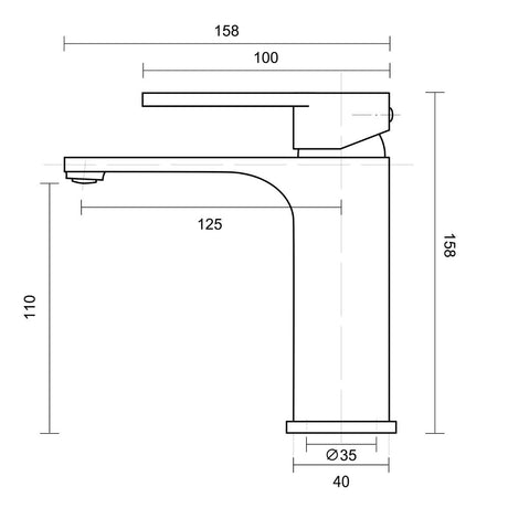 IVANO Basin Mixer - Chrome Technical Drawing