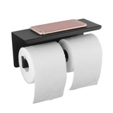 IVANO Double Toilet Paper Holder With Cover - Matte Black