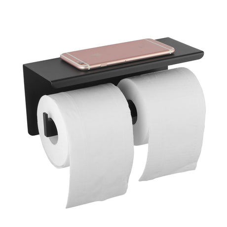IVANO Double Toilet Paper Holder With Cover - Matte Black