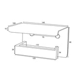 IVANO Toilet Paper Holder With Cover - Matte Black Technical Drawing