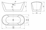 VIVA High Back Free-Standing Bathtub Non-Overflow 1500/1700mm