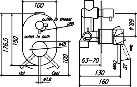 Ideal Wall Mixer With Diverter (Brushed Gold)