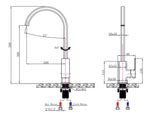 IVANO Square Kitchen Mixer - Chrome Technical Drawing