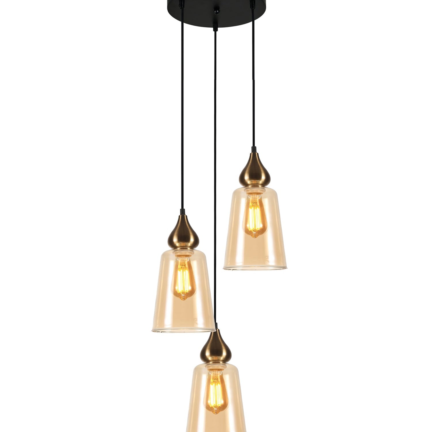 JEREZ: Bronze Amber/ Smokey Black Ellipse Glass Flat Top Pendant Lights