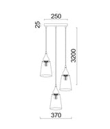 JEREZ: Bronze Amber/ Smokey Black Ellipse Glass Flat Top Pendant Lights