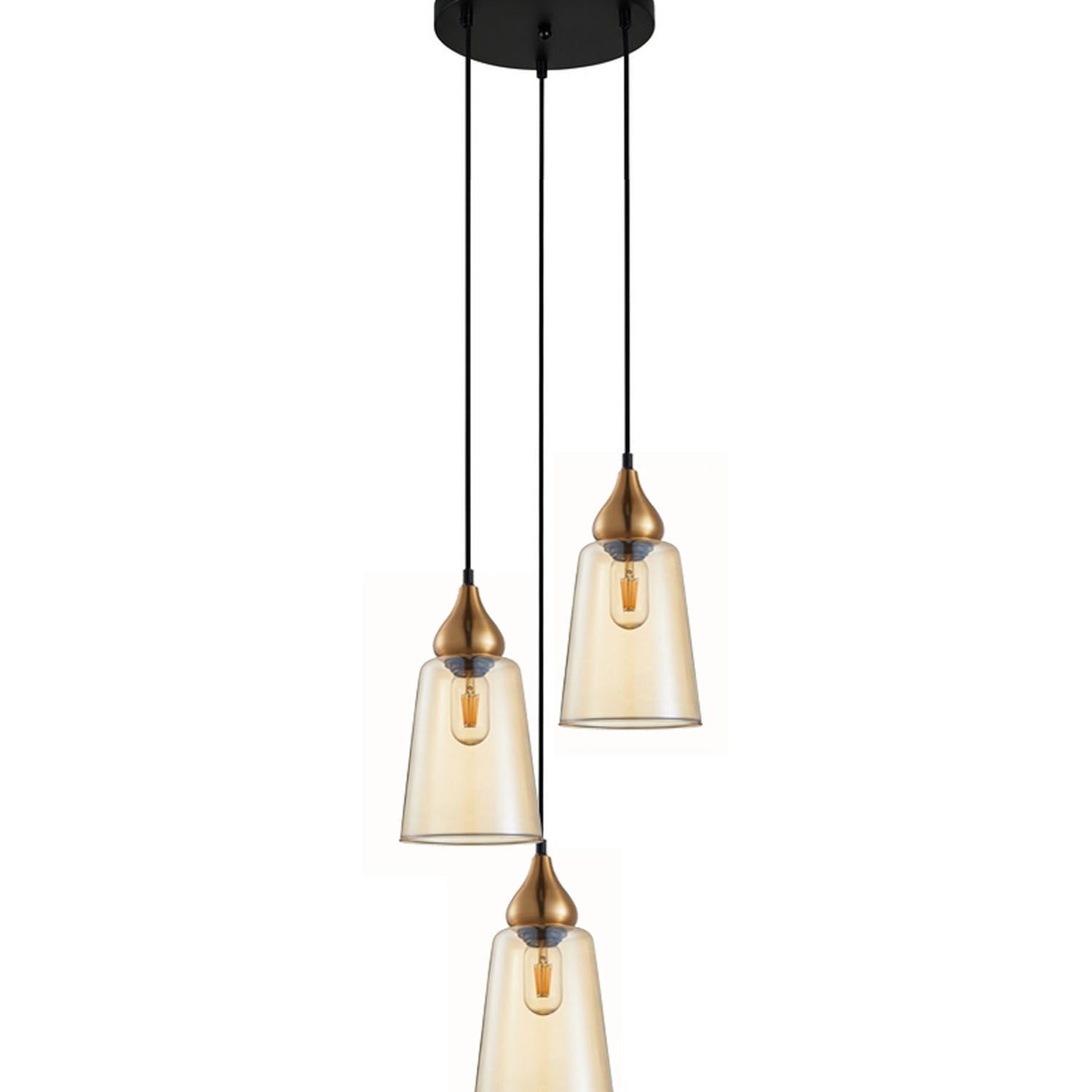 JEREZ: Bronze Amber/ Smokey Black Ellipse Glass Flat Top Pendant Lights