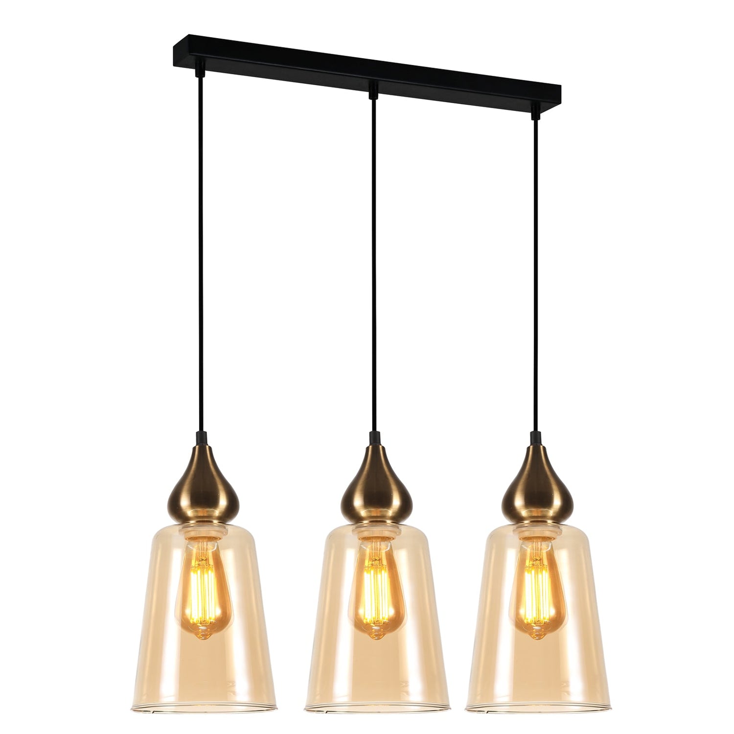 JEREZ: Bronze Amber/ Smokey Black Ellipse Glass Flat Top Pendant Lights