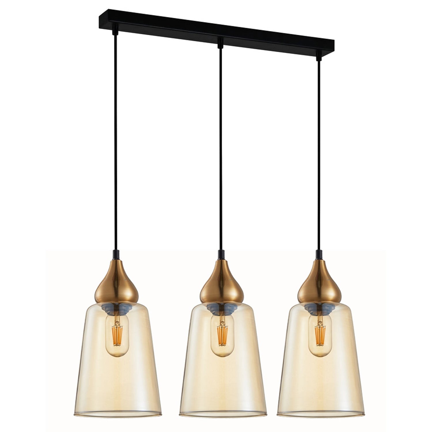 JEREZ: Bronze Amber/ Smokey Black Ellipse Glass Flat Top Pendant Lights