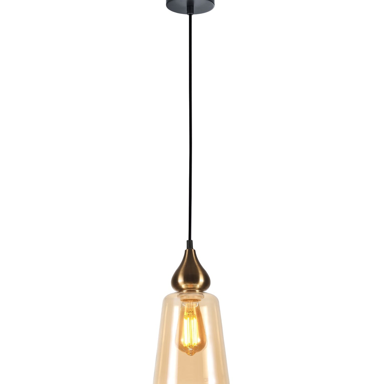JEREZ: Modern Bronze Amber / Smokey Black Ellipse Glass Flat Top Pendant Lights