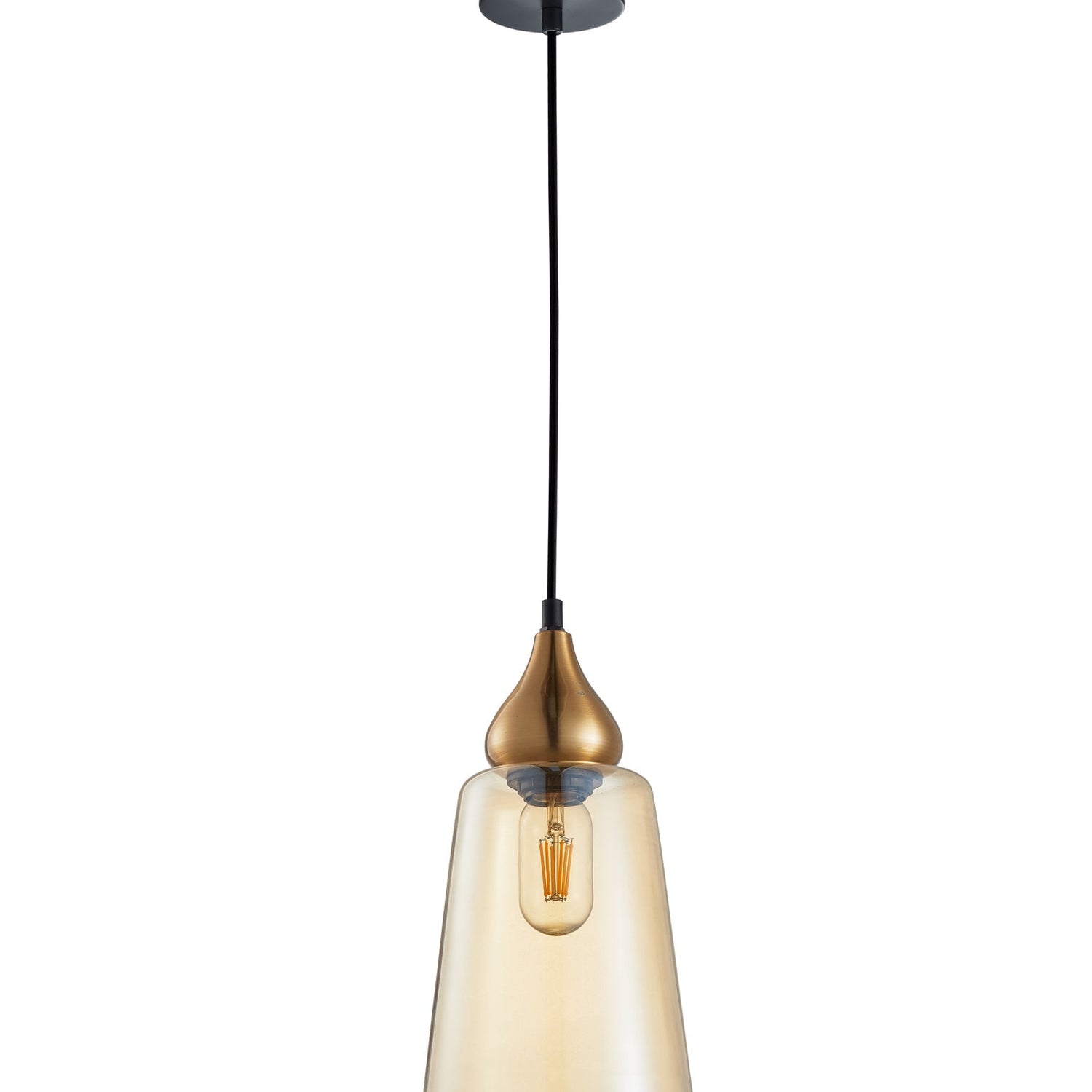 JEREZ: Modern Bronze Amber / Smokey Black Ellipse Glass Flat Top Pendant Lights