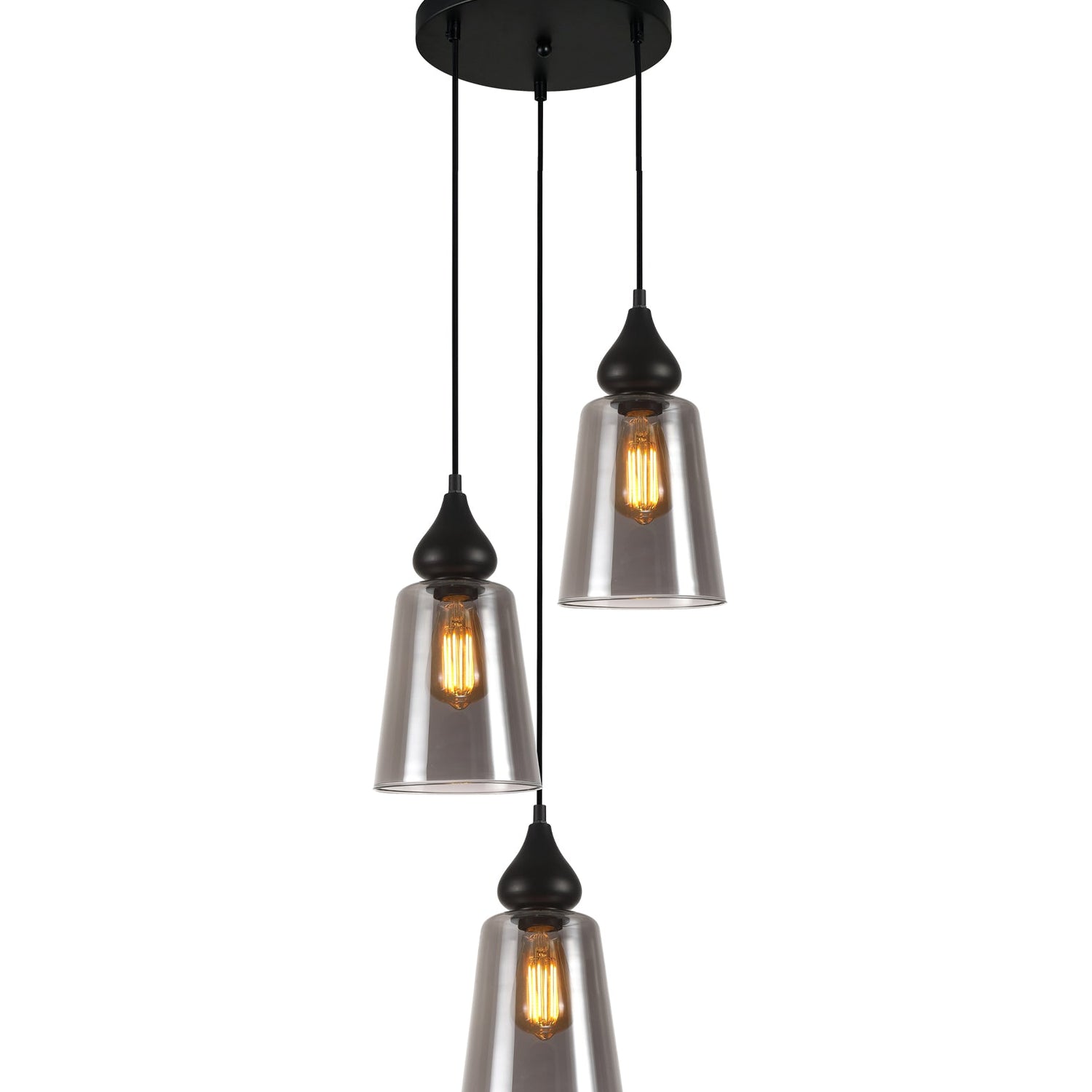 JEREZ: Bronze Amber/ Smokey Black Ellipse Glass Flat Top Pendant Lights