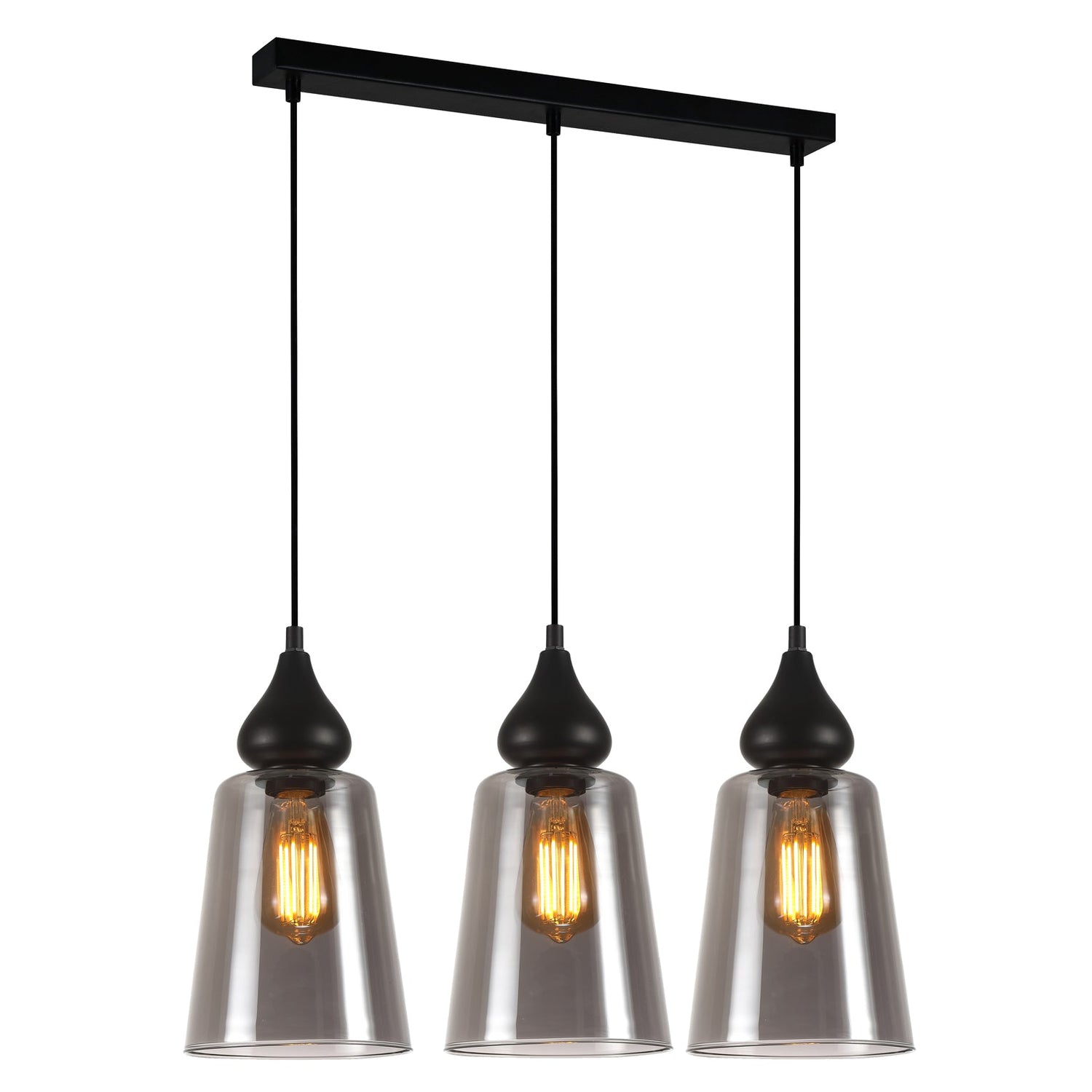 JEREZ: Bronze Amber/ Smokey Black Ellipse Glass Flat Top Pendant Lights