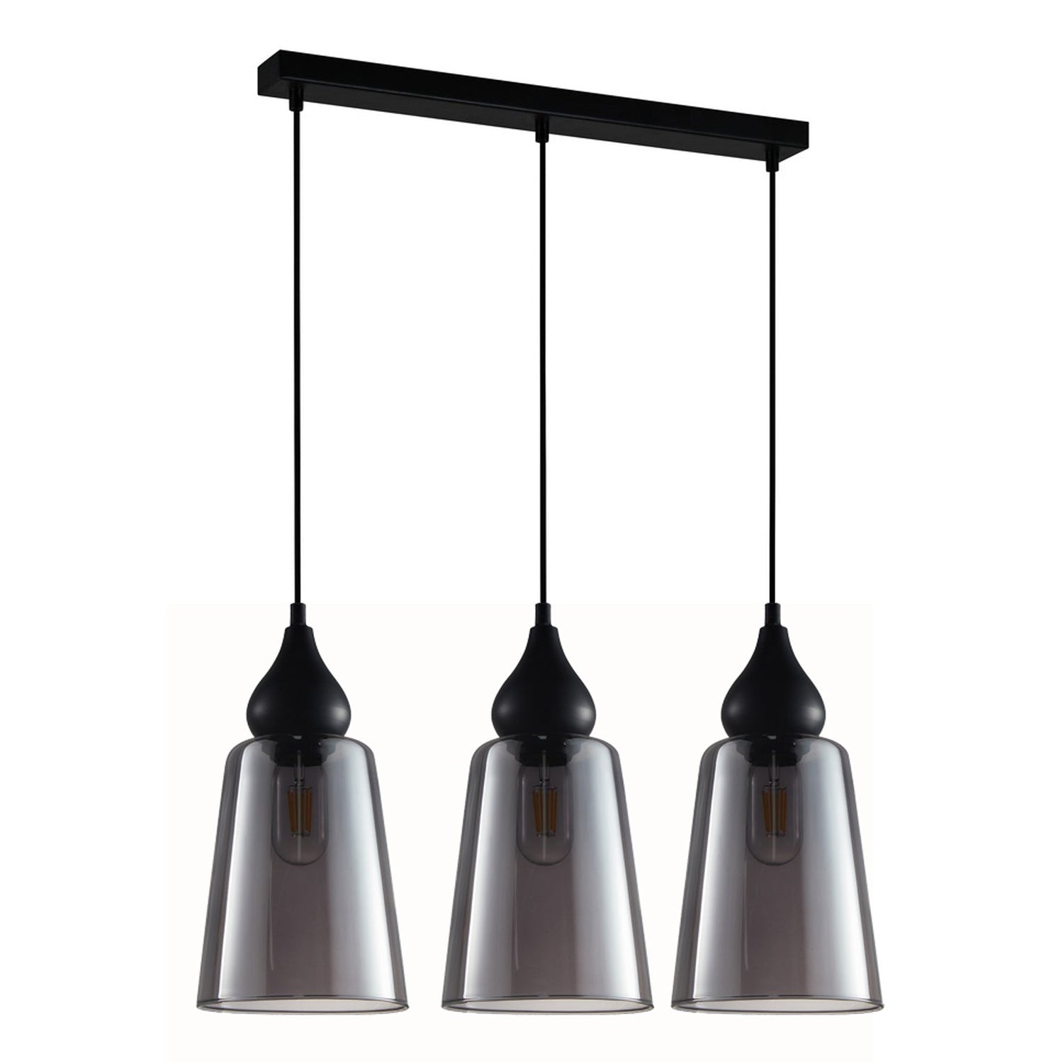 JEREZ: Bronze Amber/ Smokey Black Ellipse Glass Flat Top Pendant Lights