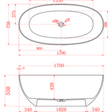 Transparent Noto Oval shape freestanding bathtub with Non-Overflow (1500/1700mm)