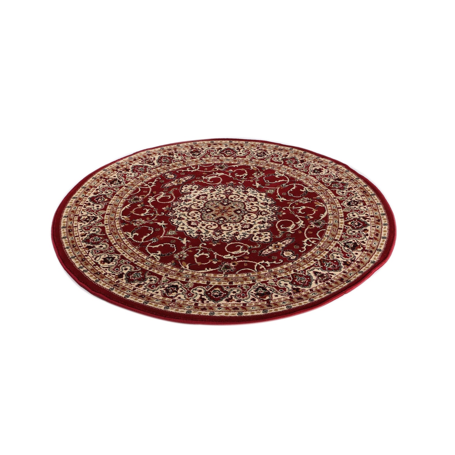 Ornate Red Bordered Traditional Flowered Rug