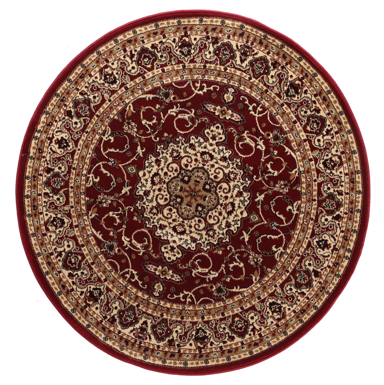 Ornate Red Bordered Traditional Flowered Rug